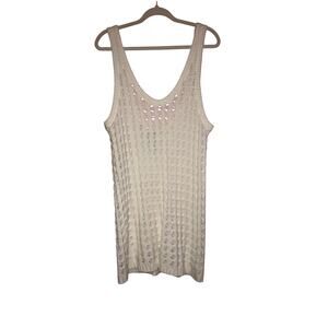 NWT Uncharted Threads white open crochet knit beachy dress size medium